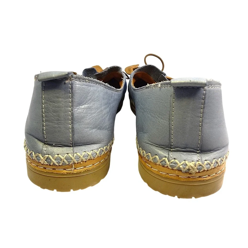 Lemon‎ 'n Lime Light Blue Buttery-soft Leather Ruched Flats EU/41; Women's/10.5